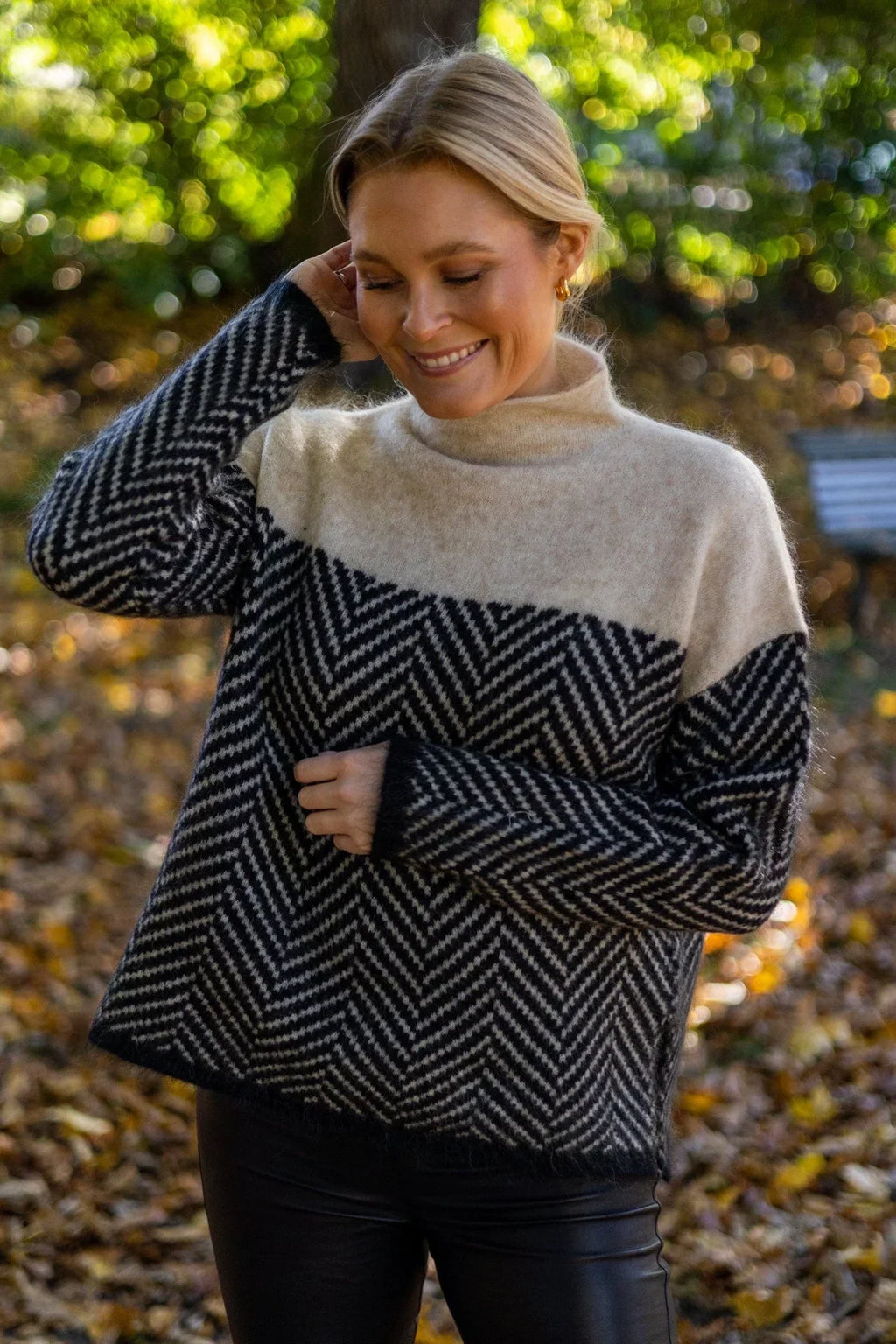 Trina | Women’s Long Sleeve Chevron Turtle Neck Sweater