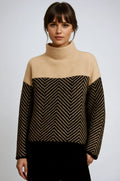 Trina | Women’s Long Sleeve Chevron Turtle Neck Sweater