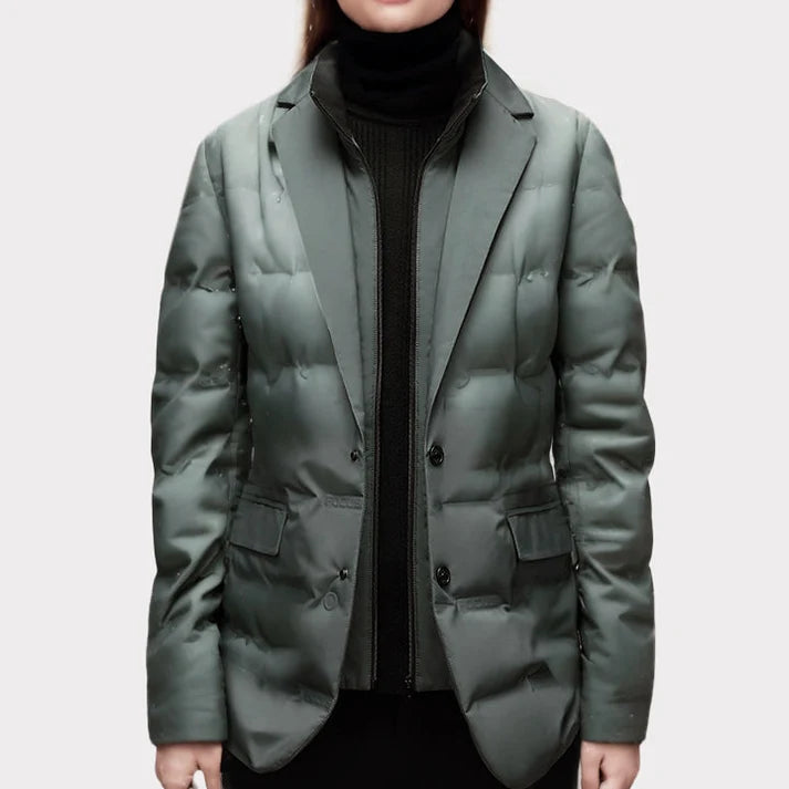 Trisha | Women’s Lapel Collar Long Sleeve Buttoned Puffer Jacket