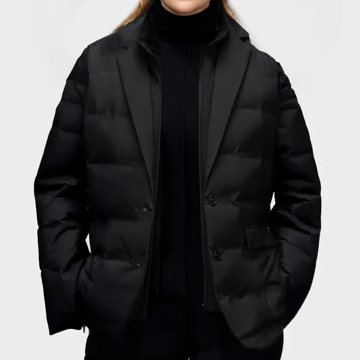 Trisha | Women’s Lapel Collar Long Sleeve Buttoned Puffer Jacket
