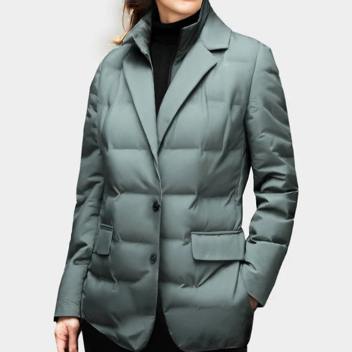 Trisha | Women’s Lapel Collar Long Sleeve Buttoned Puffer Jacket