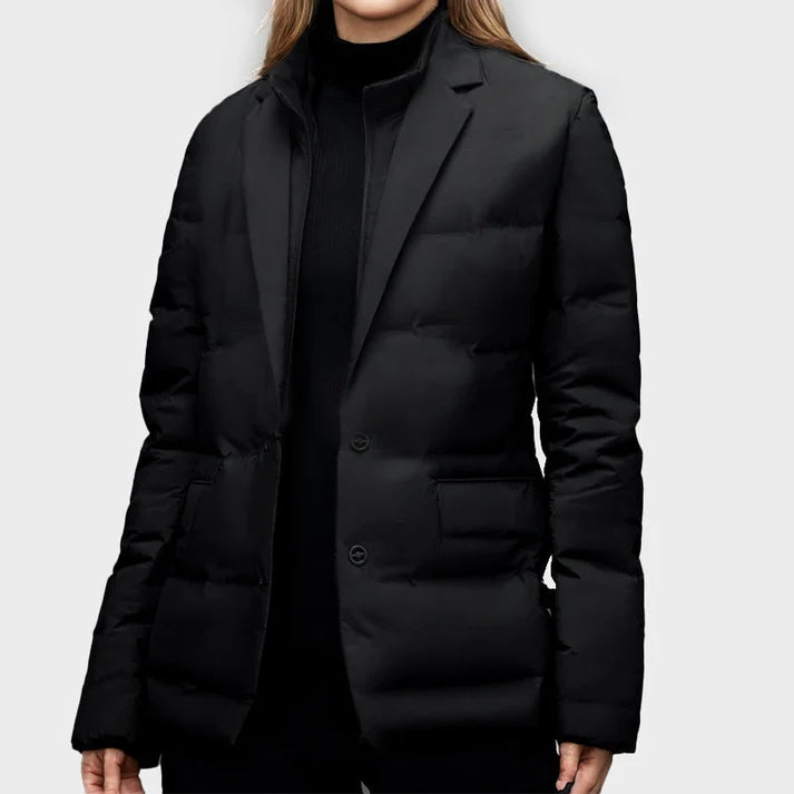 Trisha | Women’s Lapel Collar Long Sleeve Buttoned Puffer Jacket