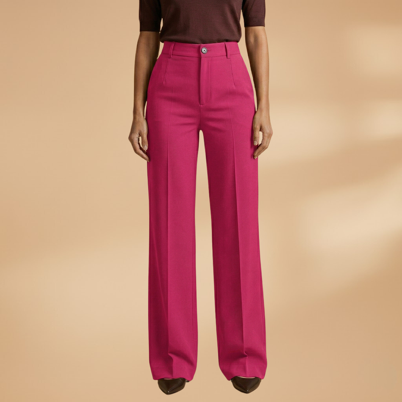 Valentina | Women's High-Waisted Button Front Wide Leg Pants