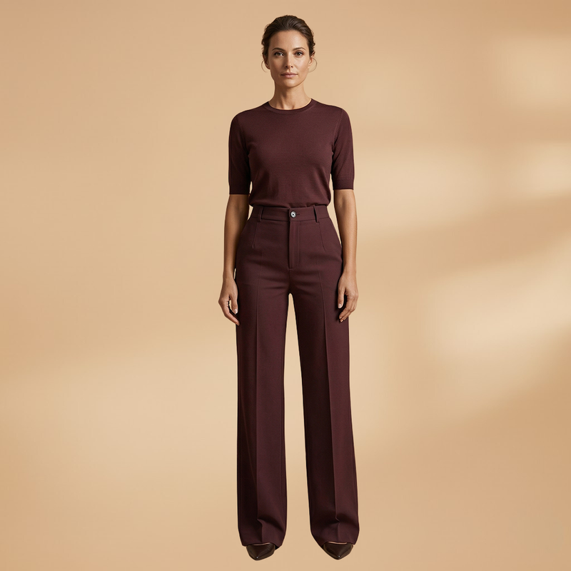 Valentina | Women's High-Waisted Button Front Wide Leg Pants