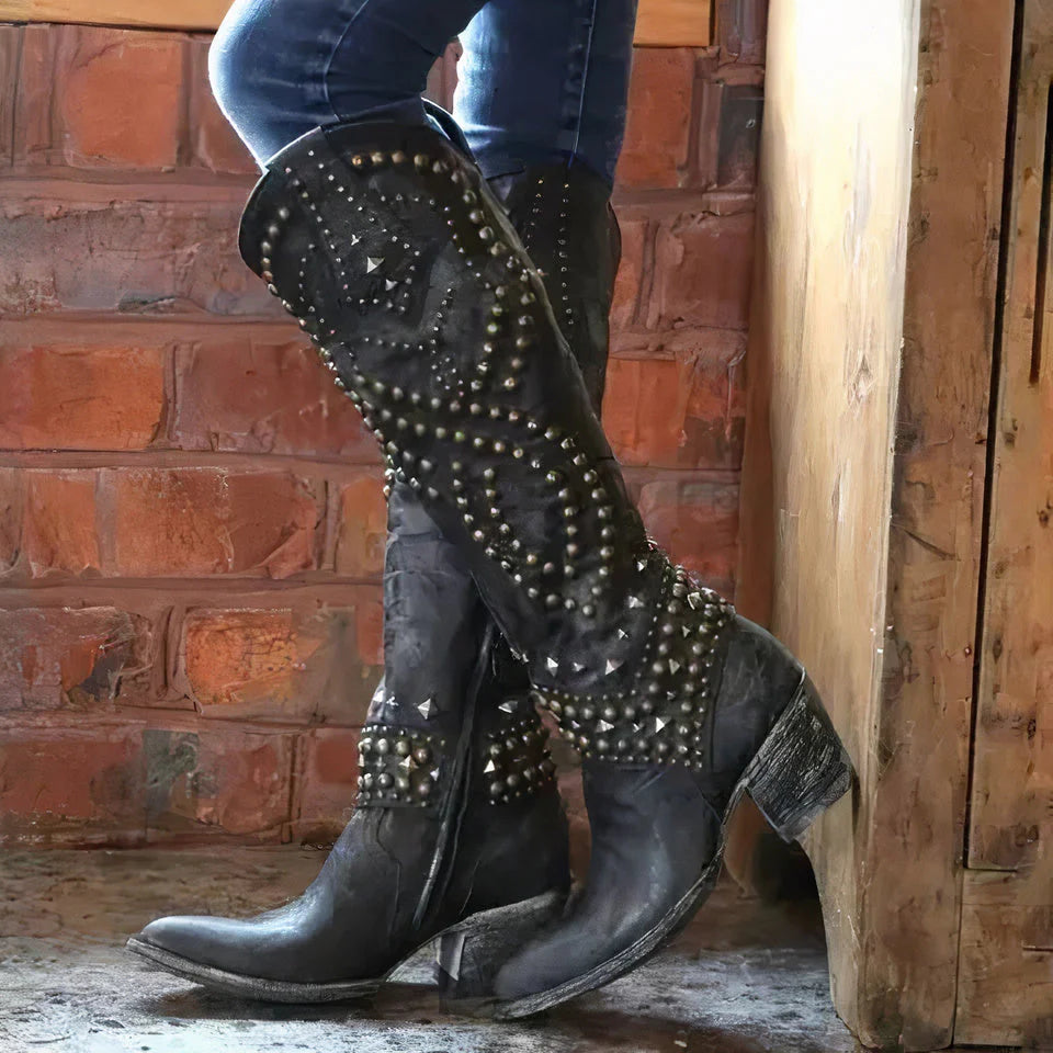 Victoria | Women’s Mid Calf Block Heel Western Boots