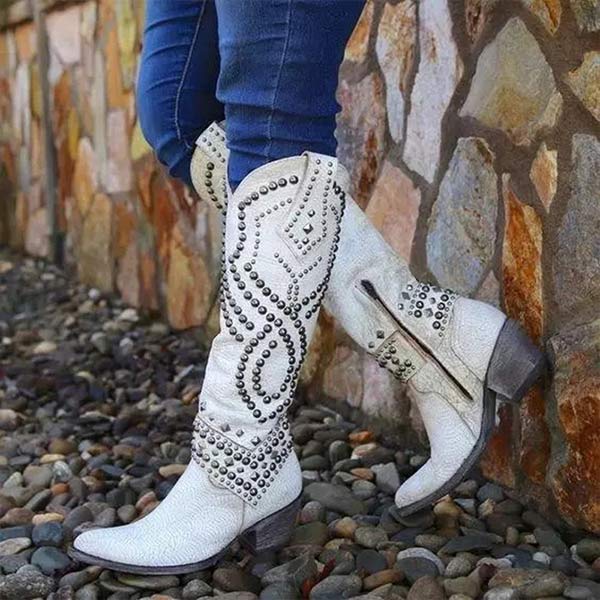 Victoria | Women’s Mid Calf Block Heel Western Boots