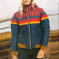 Violet | Women’s Striped Zip Front Long Sleeve Hooded Winter Jacket