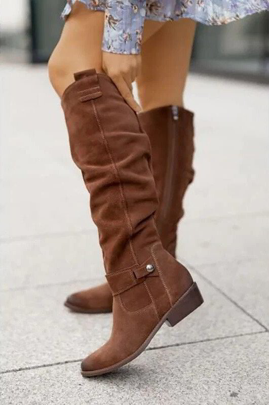Whitney | Women's Side Zip Strap Detail Knee-Length Boots