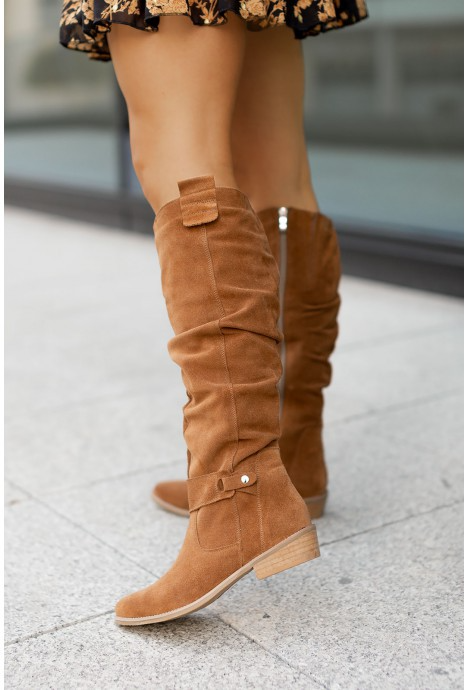 Whitney | Women's Side Zip Strap Detail Knee-Length Boots