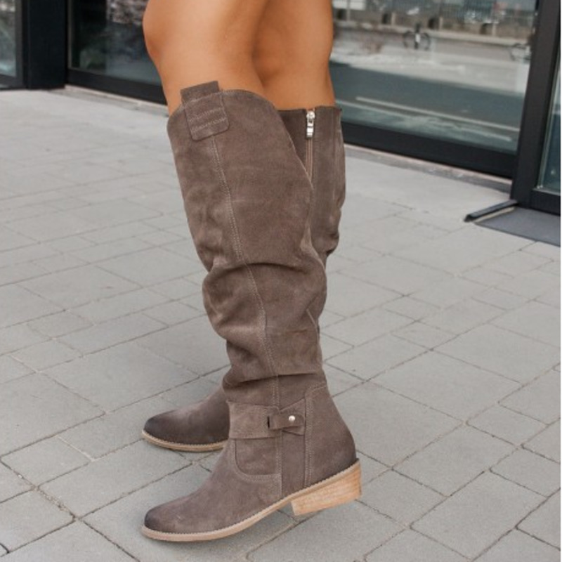 Whitney | Women's Side Zip Strap Detail Knee-Length Boots