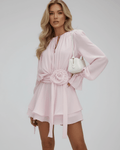 Women's 3D Floral Flare Sleeve Mini Dress