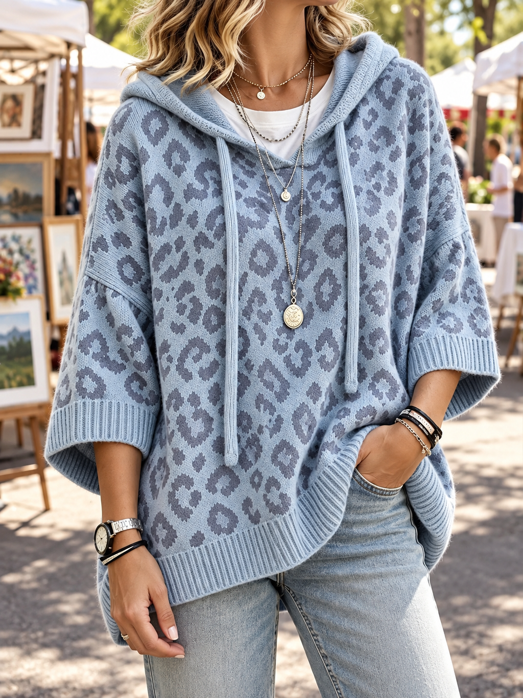 Women's Animal-Print Oversized Hoodie