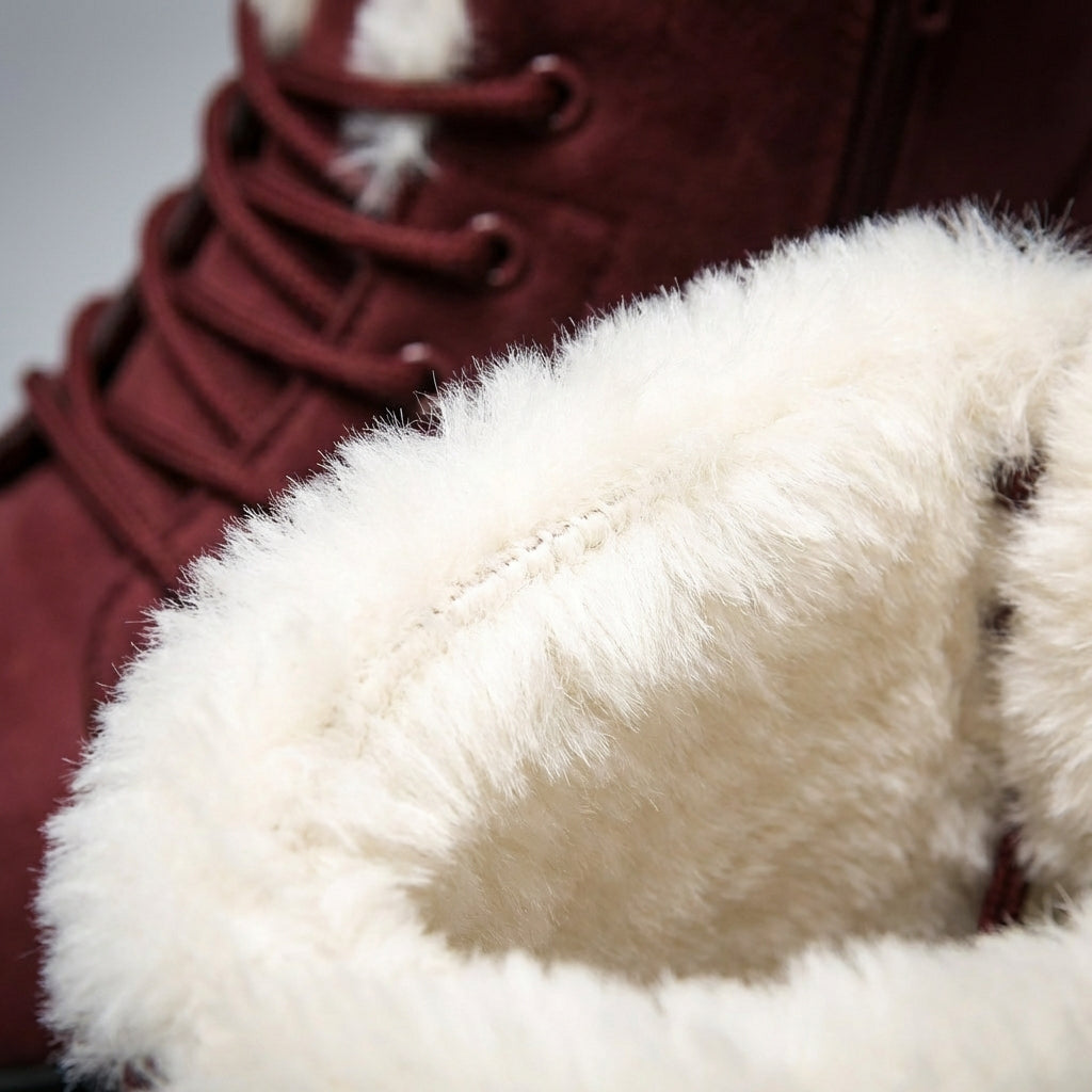 Women's Lace-Up Faux Suede Plush Lined Winter Snow Boots