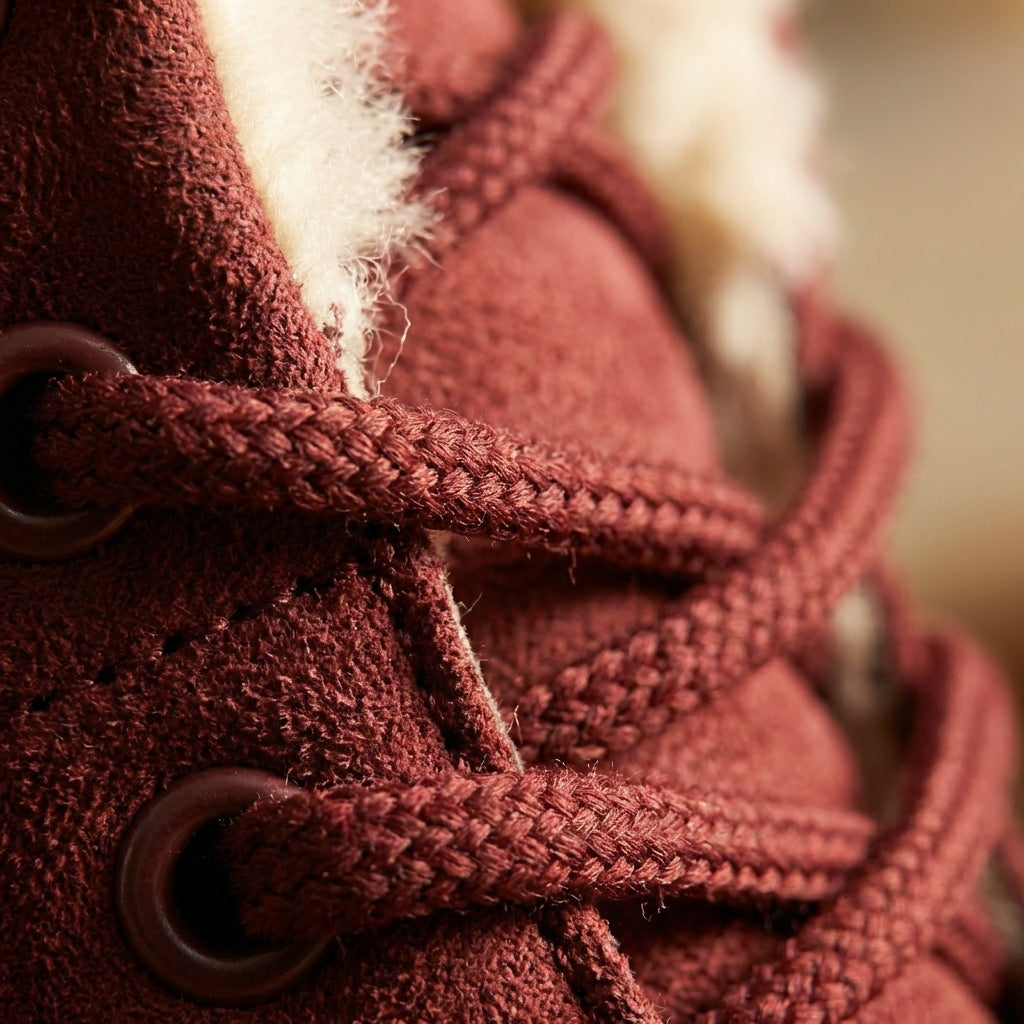 Women's Lace-Up Faux Suede Plush Lined Winter Snow Boots