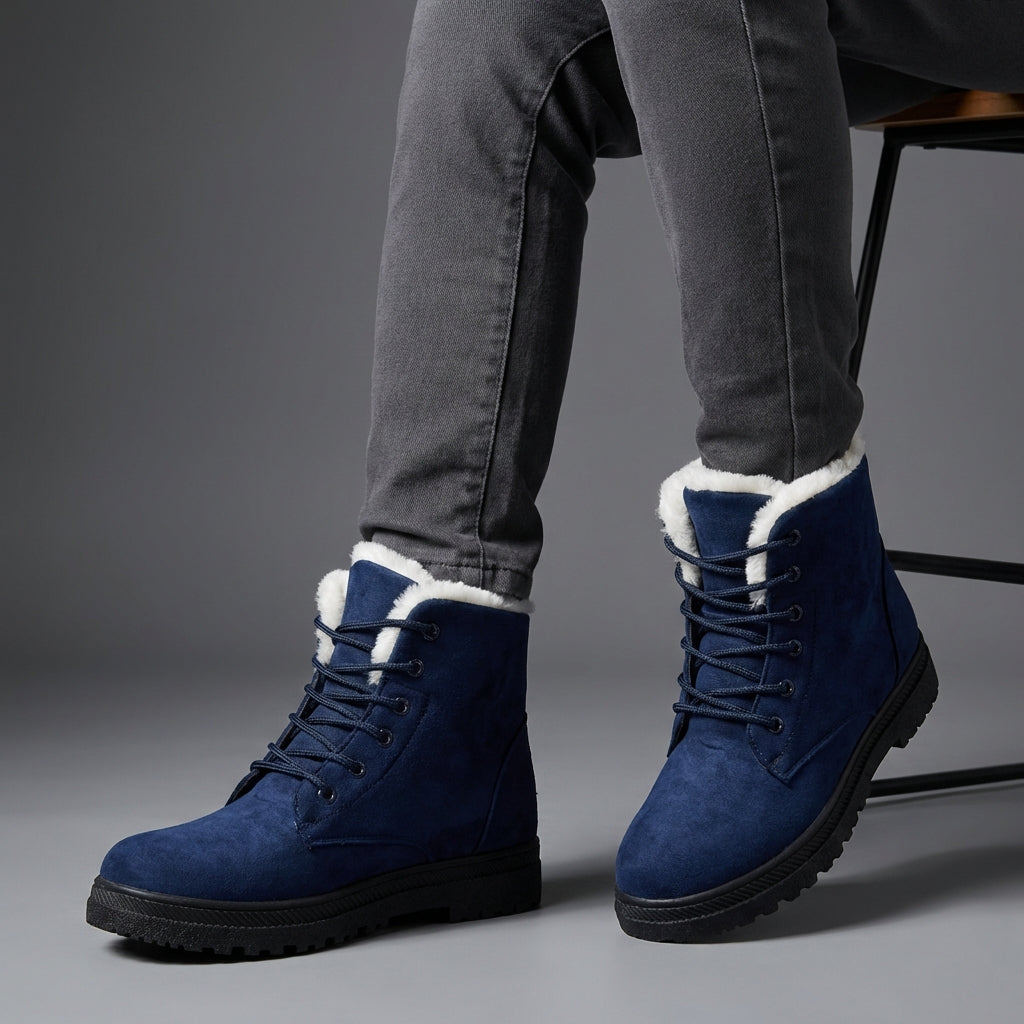 Women's Lace-Up Faux Suede Plush Lined Winter Snow Boots