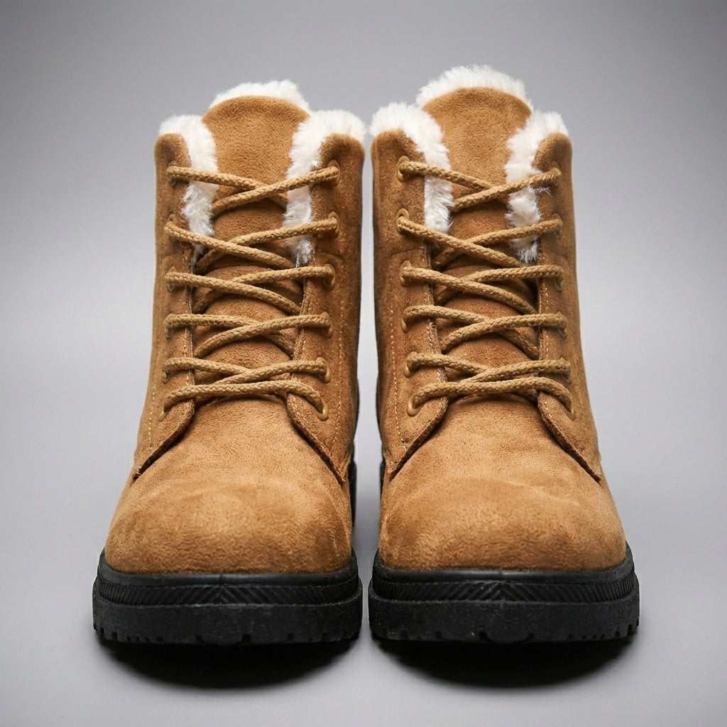Women's Lace-Up Faux Suede Plush Lined Winter Snow Boots