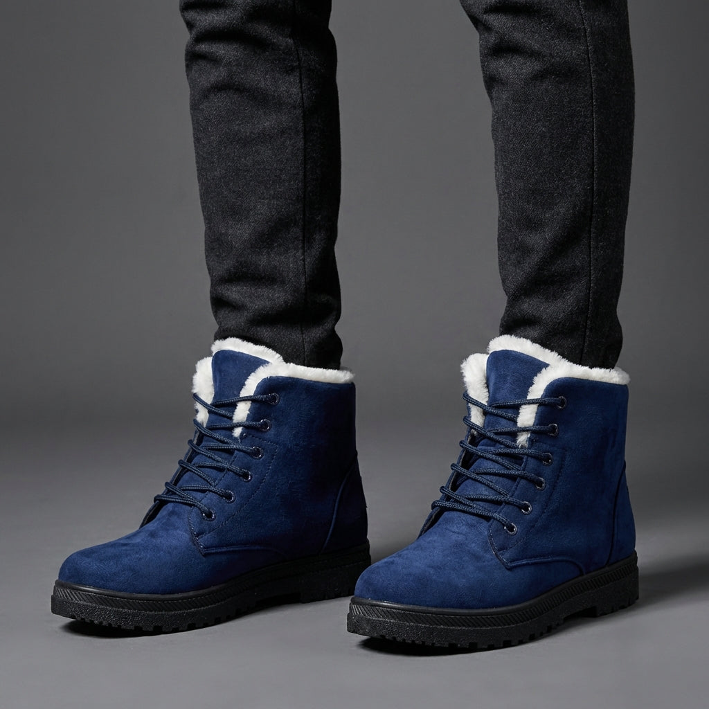 Women's Lace-Up Faux Suede Plush Lined Winter Snow Boots