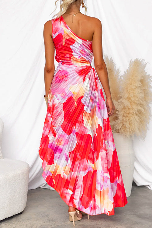 Women's Asymmetric Pleated Maxi Dress