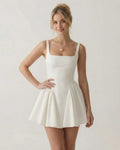 Women's Backless Bow Detail Square Neck Mini Dress
