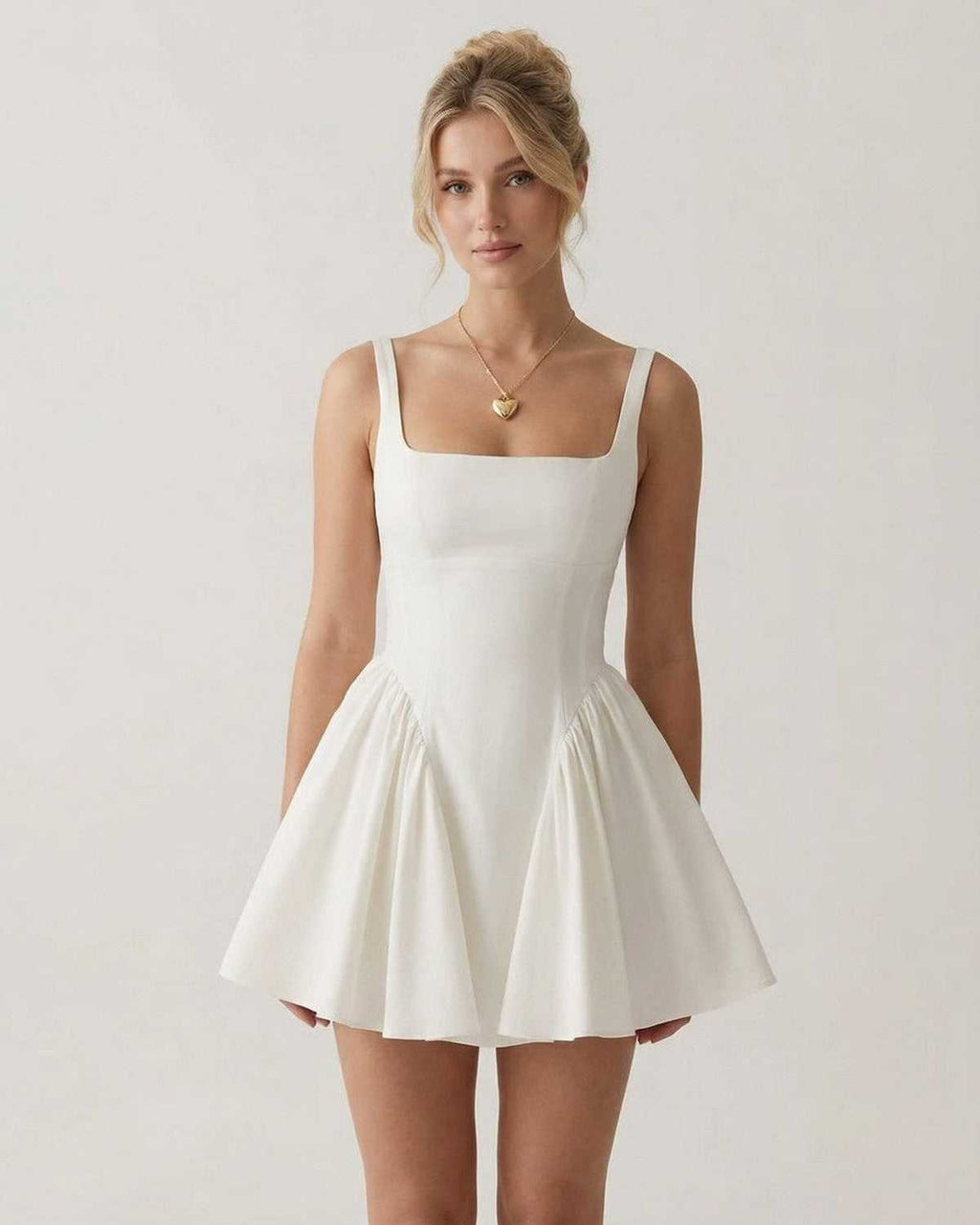 Women's Backless Bow Detail Square Neck Mini Dress