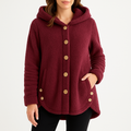 Women's Button-Front Fleece Hoodie with Side Pockets