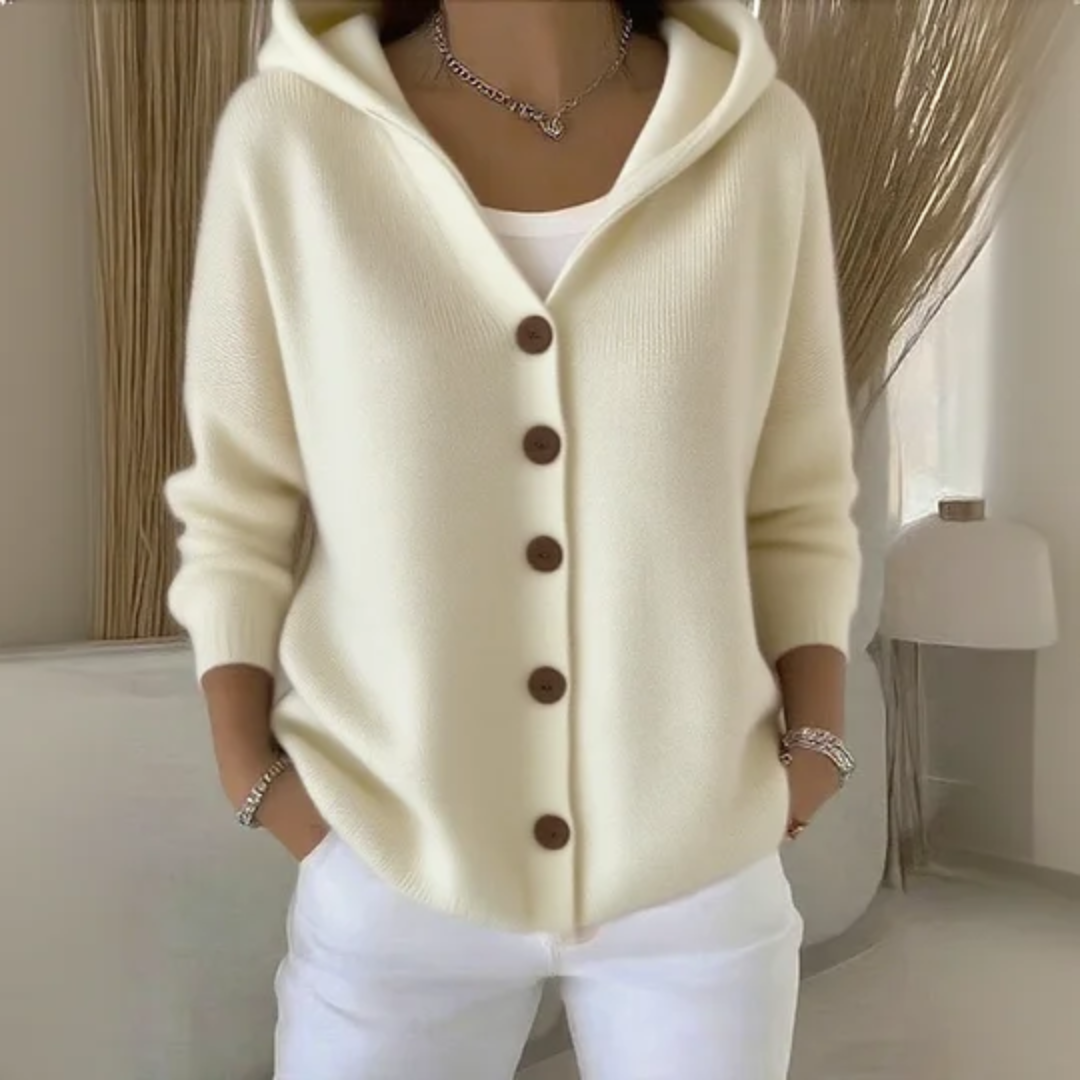 Women's Button-Front Hooded Knit Cardigan