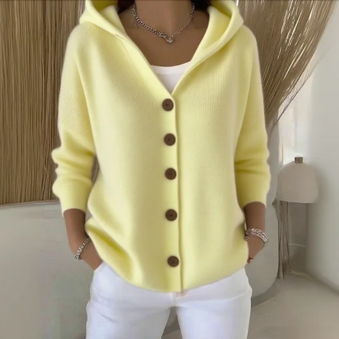 Women's Button-Front Hooded Knit Cardigan