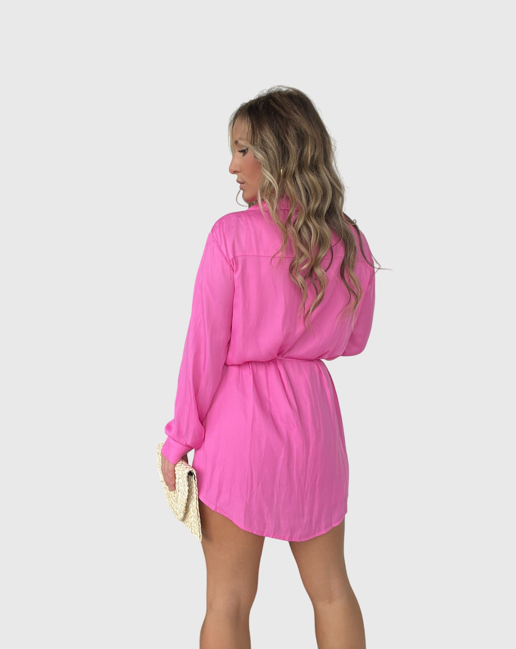 Women's Button-Front Long-Sleeve Shirt Dress