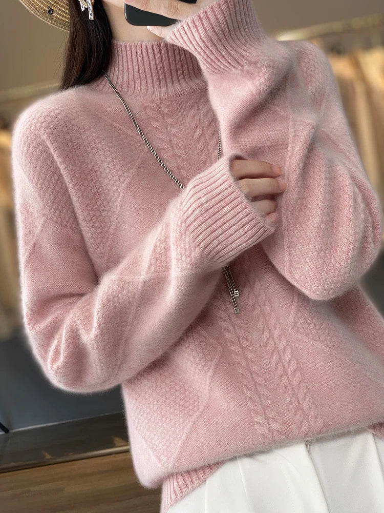Women's Cable Knit Turtleneck Jumper