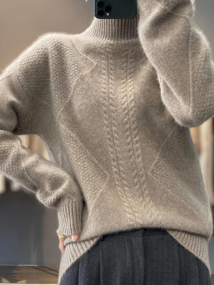 Women's Cable Knit Turtleneck Jumper