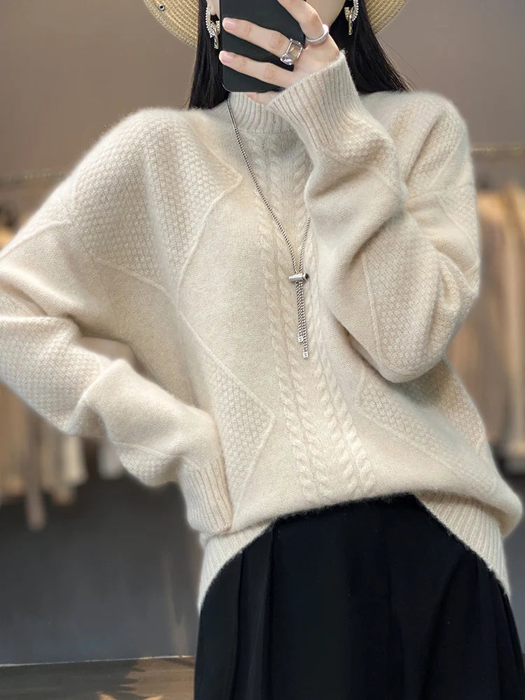 Women's Cable Knit Turtleneck Jumper