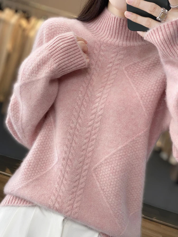 Women's Cable Knit Turtleneck Jumper