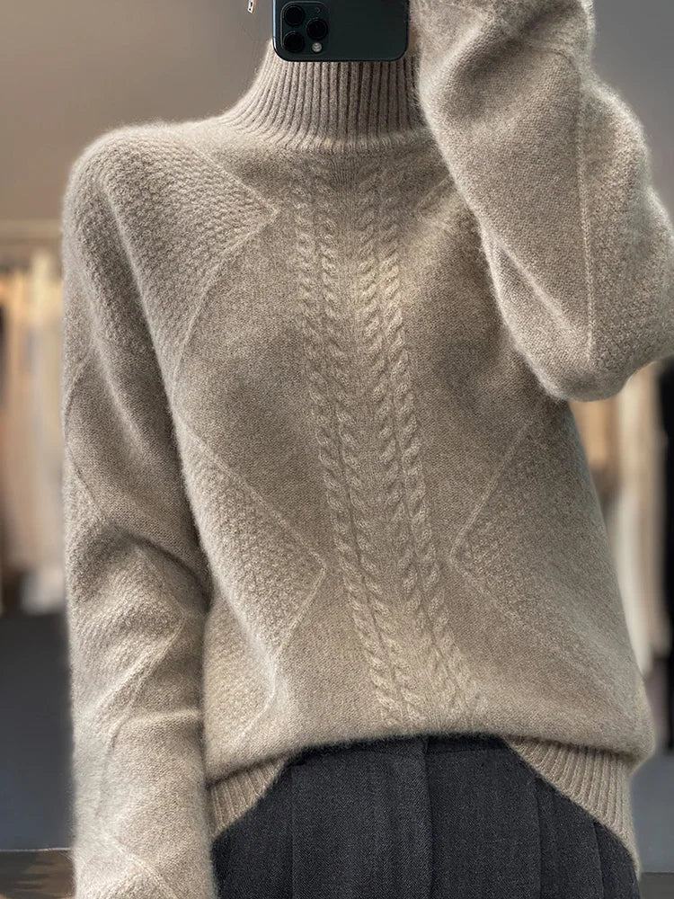 Women's Cable Knit Turtleneck Jumper