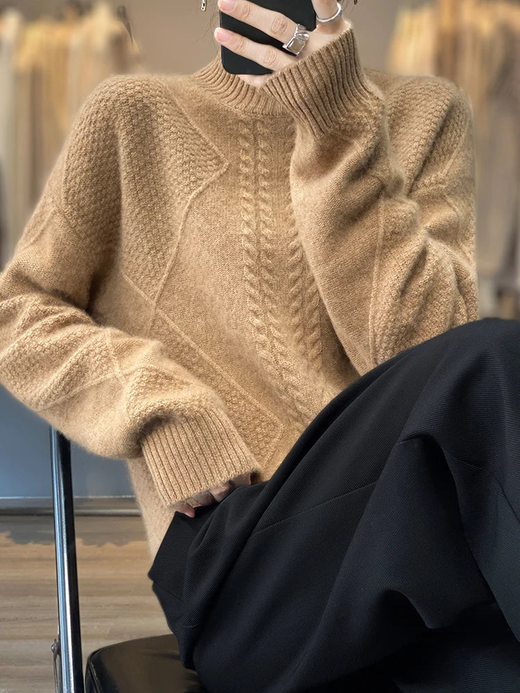 Women's Cable Knit Turtleneck Jumper