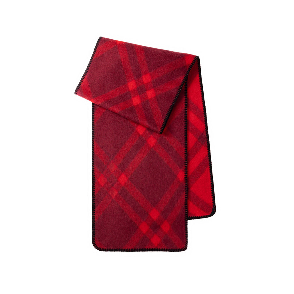 Women's Reversible Check Blanket Stitch Cashmere-Feel Scarf