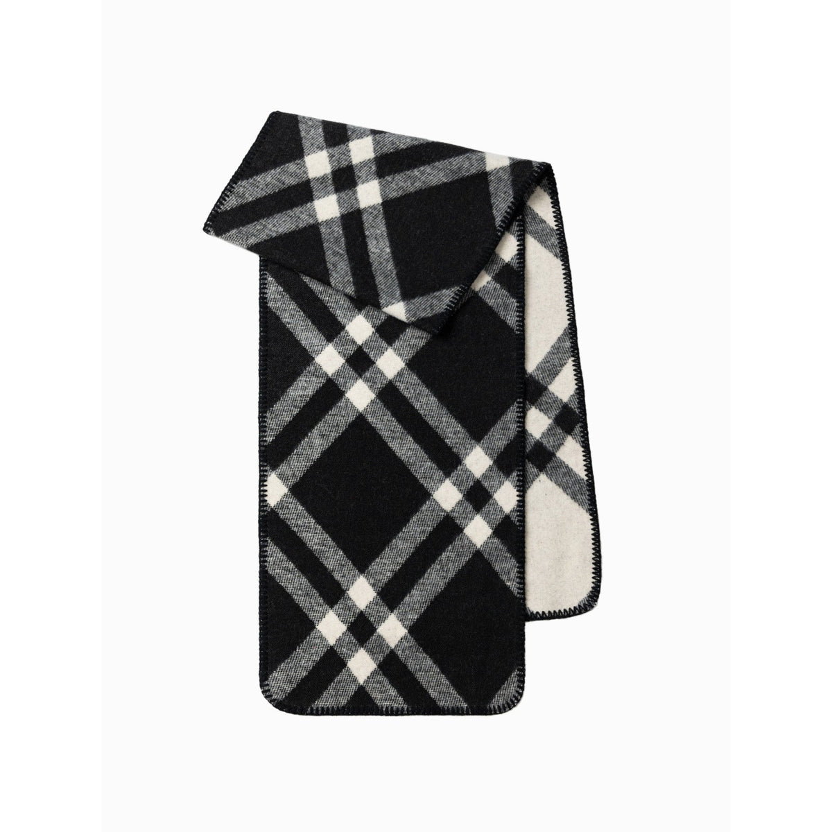 Women's Reversible Check Blanket Stitch Cashmere-Feel Scarf