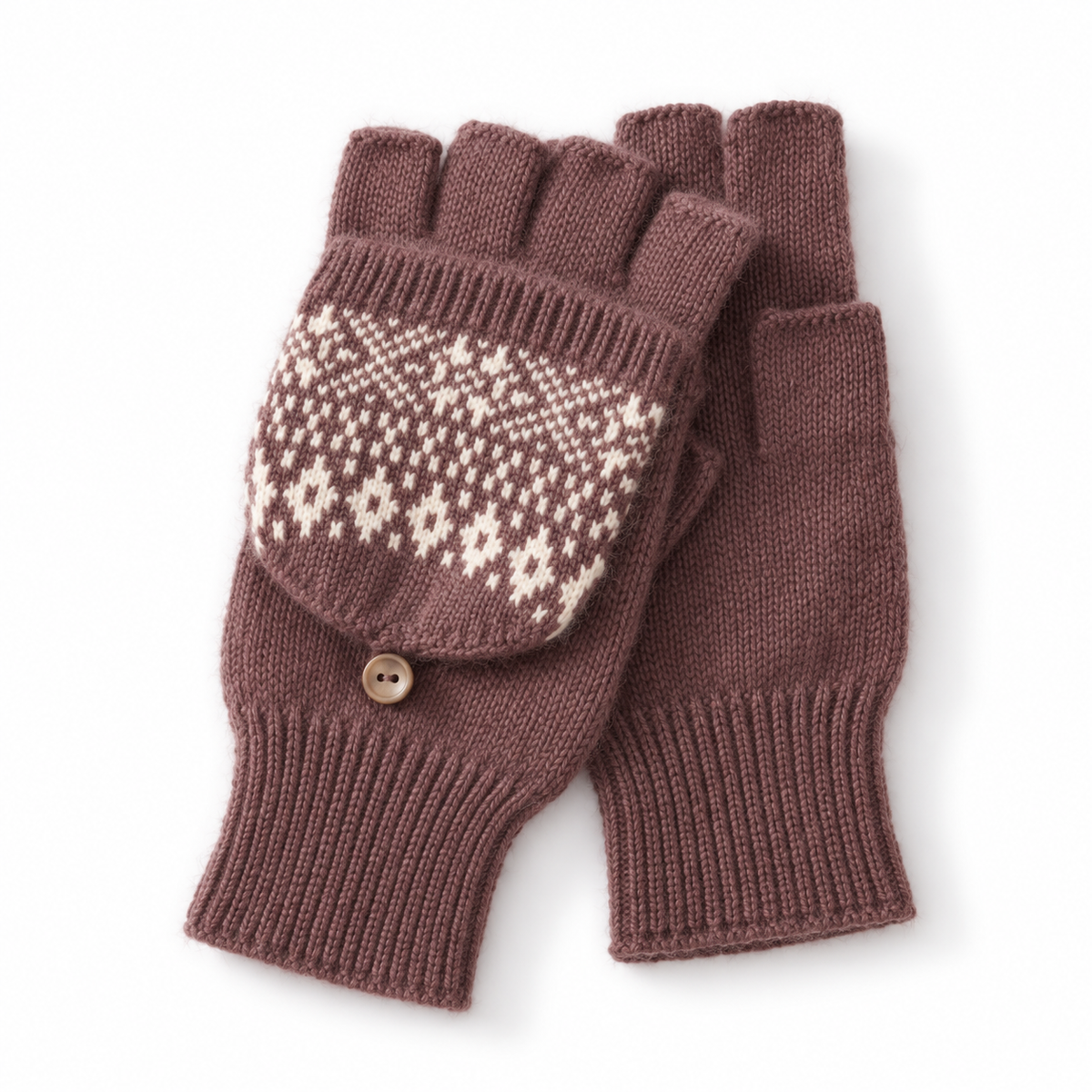 Women's Convertible Fair Isle Knit Flip-Top Mittens