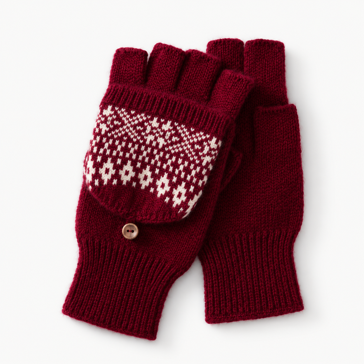 Women's Convertible Fair Isle Knit Flip-Top Mittens