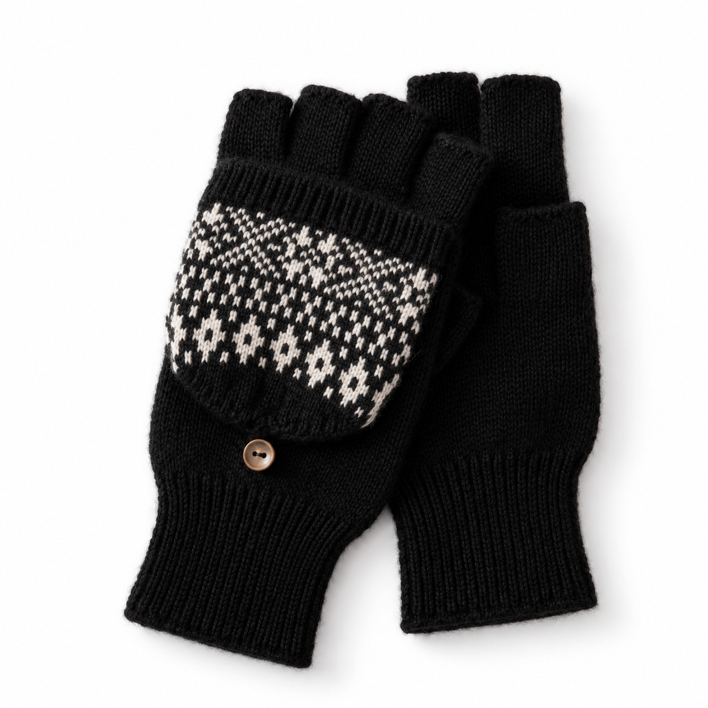 Women's Convertible Fair Isle Knit Flip-Top Mittens