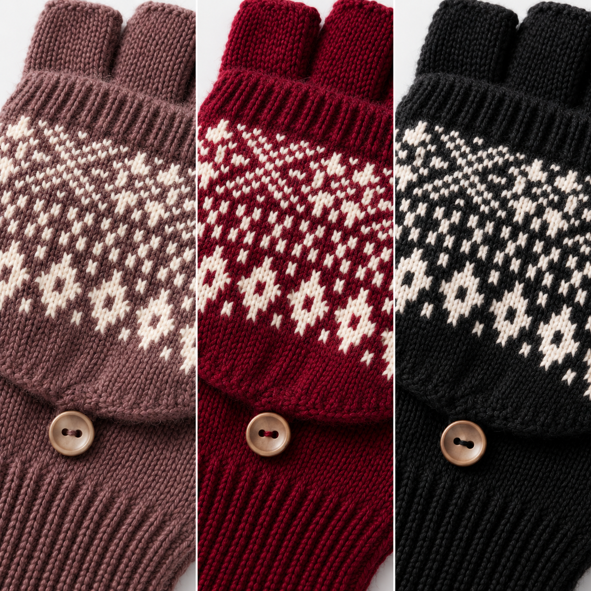 Women's Convertible Fair Isle Knit Flip-Top Mittens