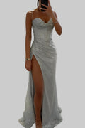Women's Corset Maxi Dress with High Front Slit