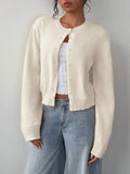 Women's Cropped Button-Front Ribbed Knit Cardigan