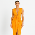 Women's Draped Deep V-Neck Evening Dress