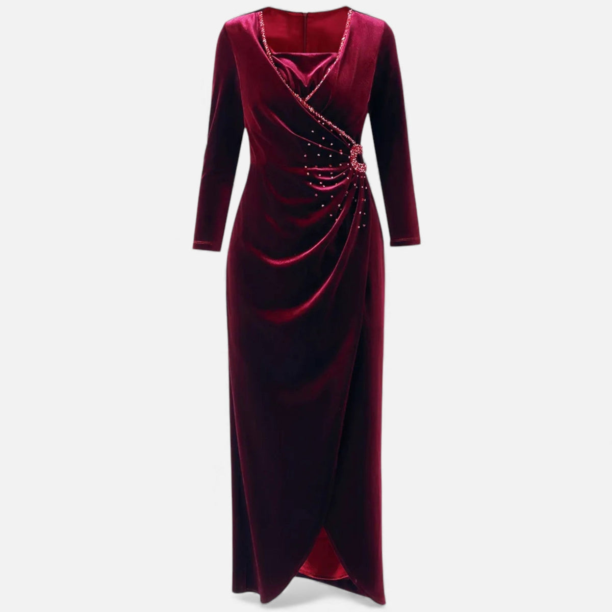 Women's Draped Velvet Wrap Dress