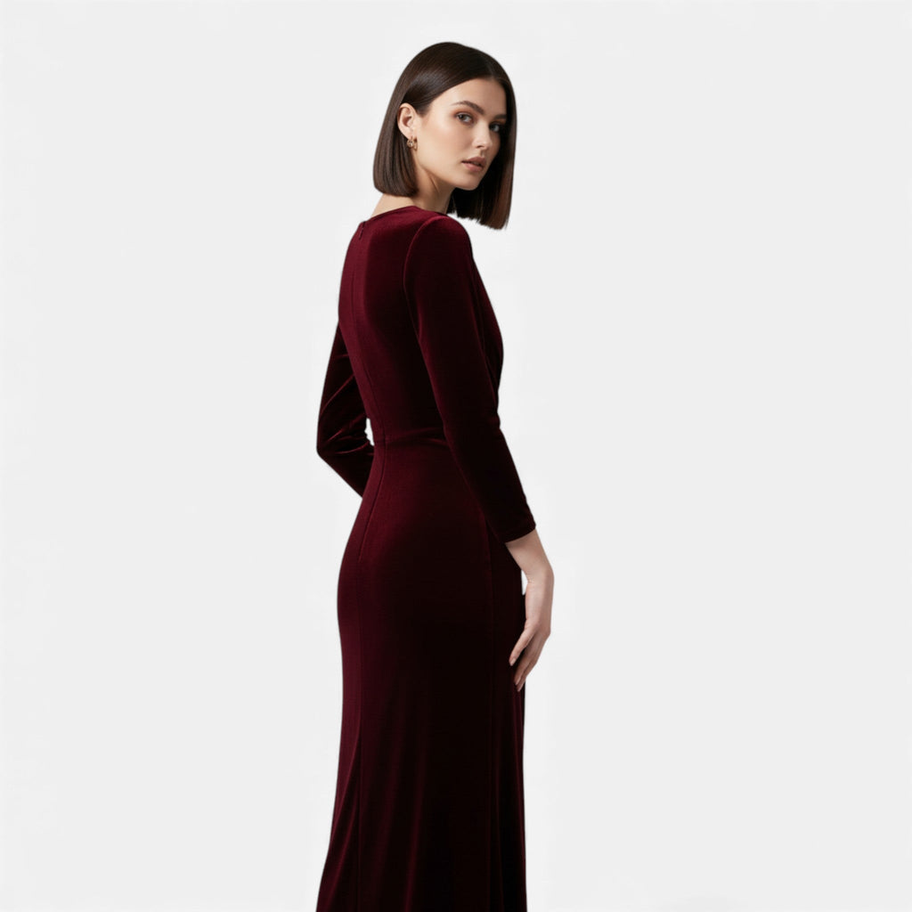 Women's Draped Velvet Wrap Dress