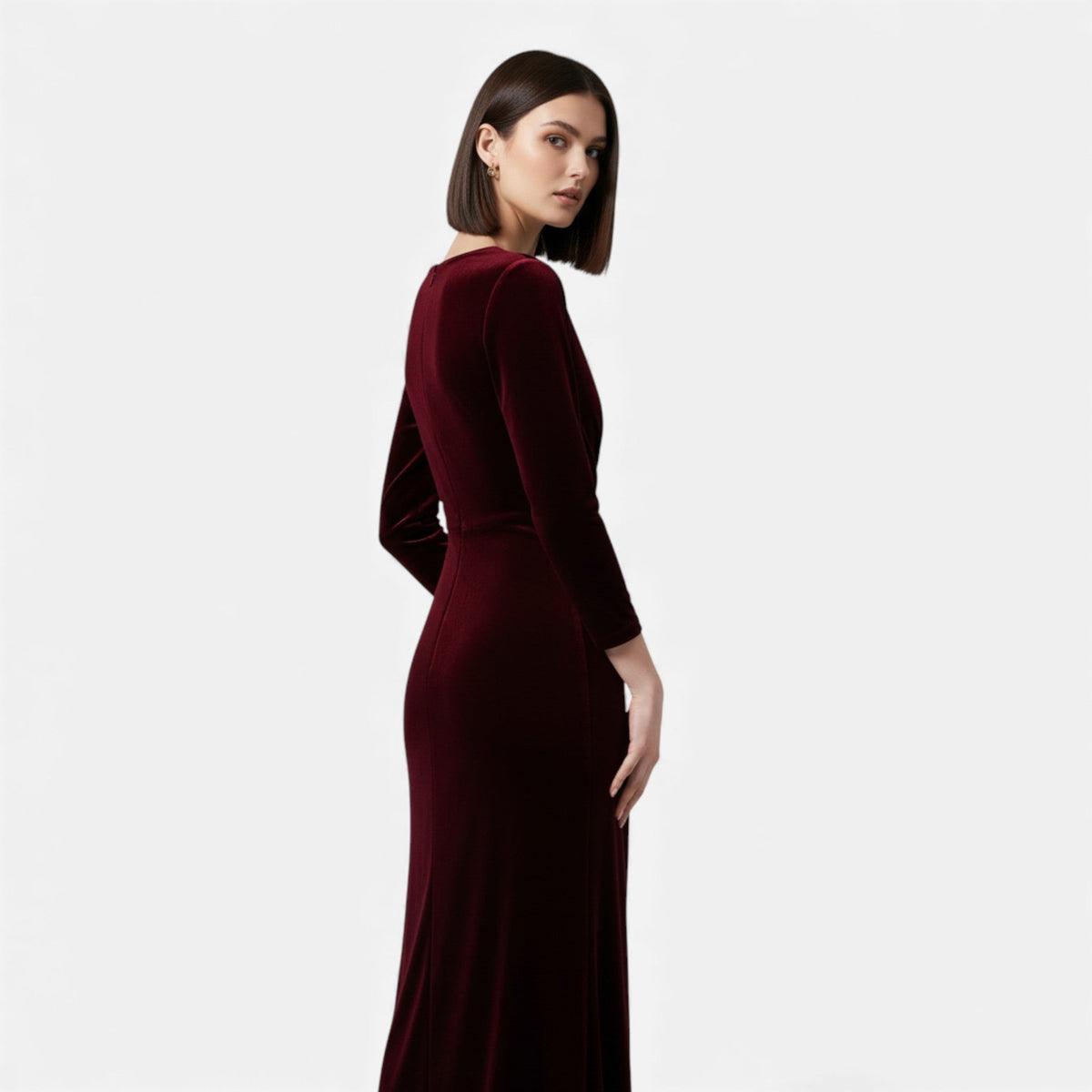 Women's Draped Velvet Wrap Dress