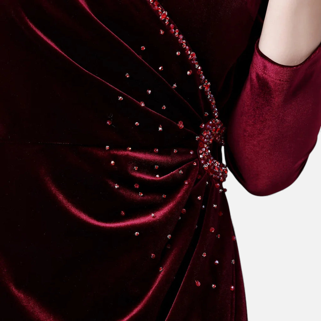 Women's Draped Velvet Wrap Dress