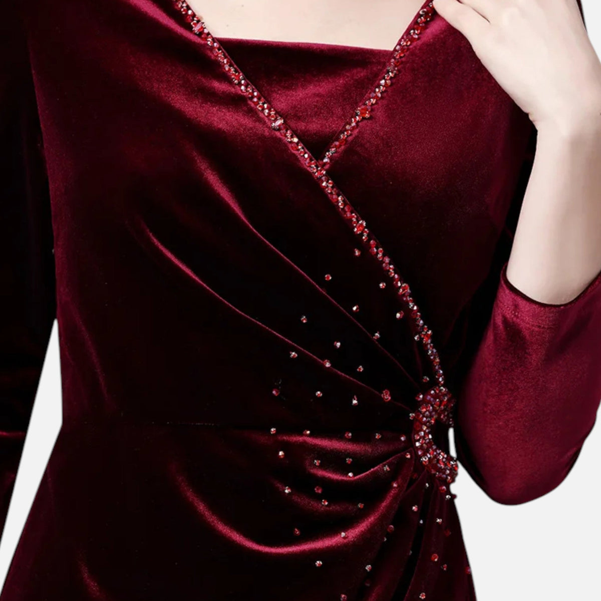 Women's Draped Velvet Wrap Dress