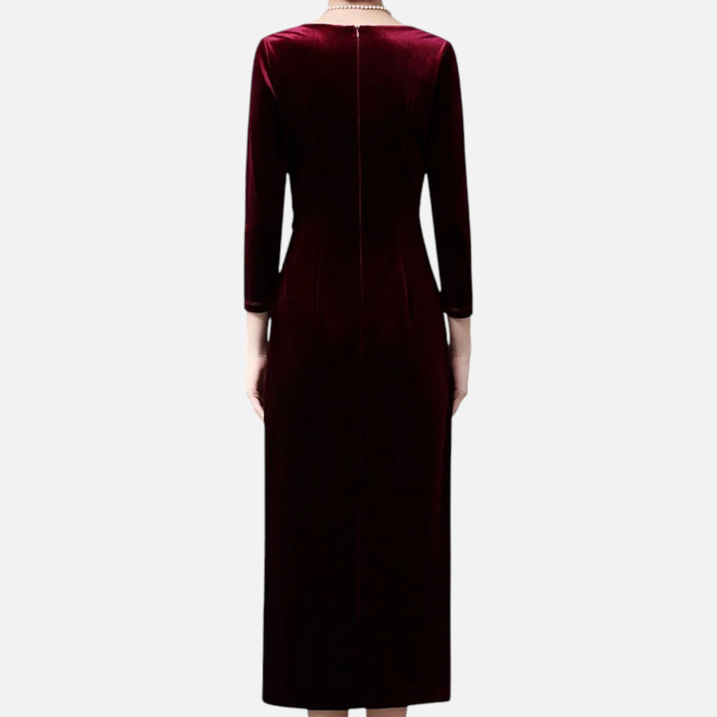 Women's Draped Velvet Wrap Dress