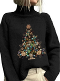 Women's Beaded Christmas Tree Sweater Turtleneck